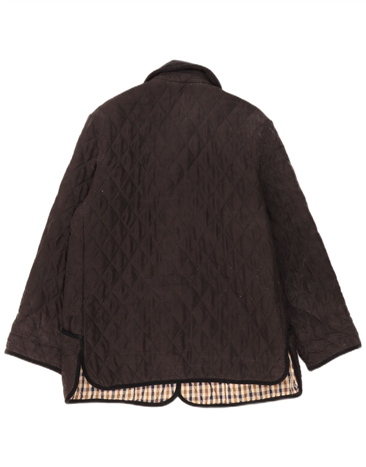 Aquascutum kviltet jakke til kvinder UK 18 XL sort silke