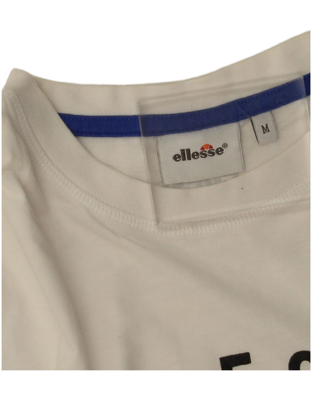 Ellesse Dame Grafisk T-Shirt Top UK 14 Medium Hvid Bomuld