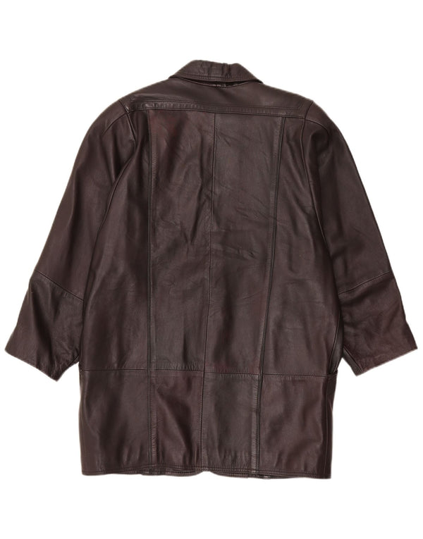 Vintage Womens Oversized Leather Coat EU 38 Medium Brown