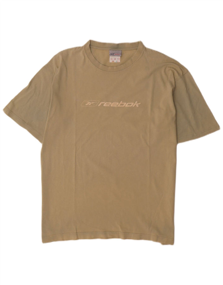 REEBOK Herre grafisk T-shirt Top Medium Khaki Bomuld