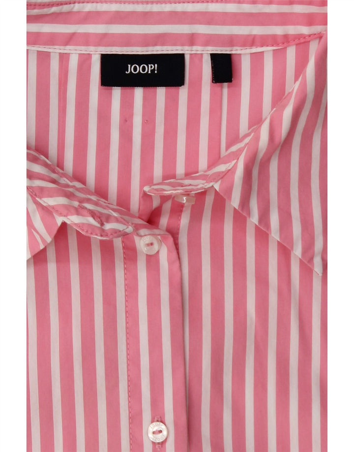 JOOP skjortebluse med 3/4 ærmer til kvinder UK 14 Medium Pink Nålestribet bomuld