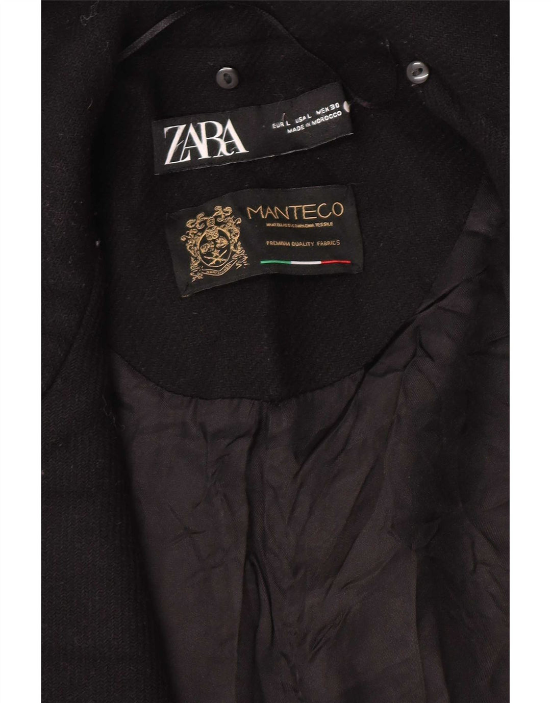 Zara Womens Open Overcoat UK 16 Large Black