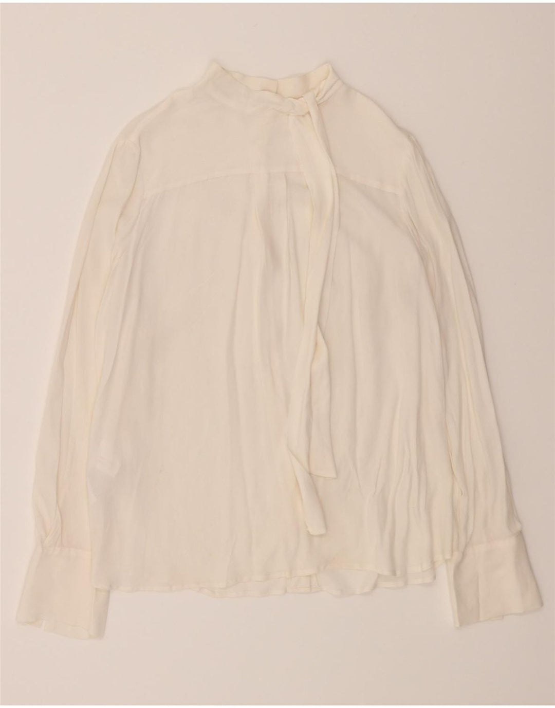 CARACTERE Womens Front Tie Shirt Bluse UK 10 Small White Acetate