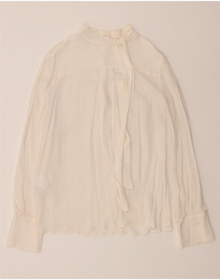 CARACTERE Womens Front Tie Shirt Bluse UK 10 Small White Acetate