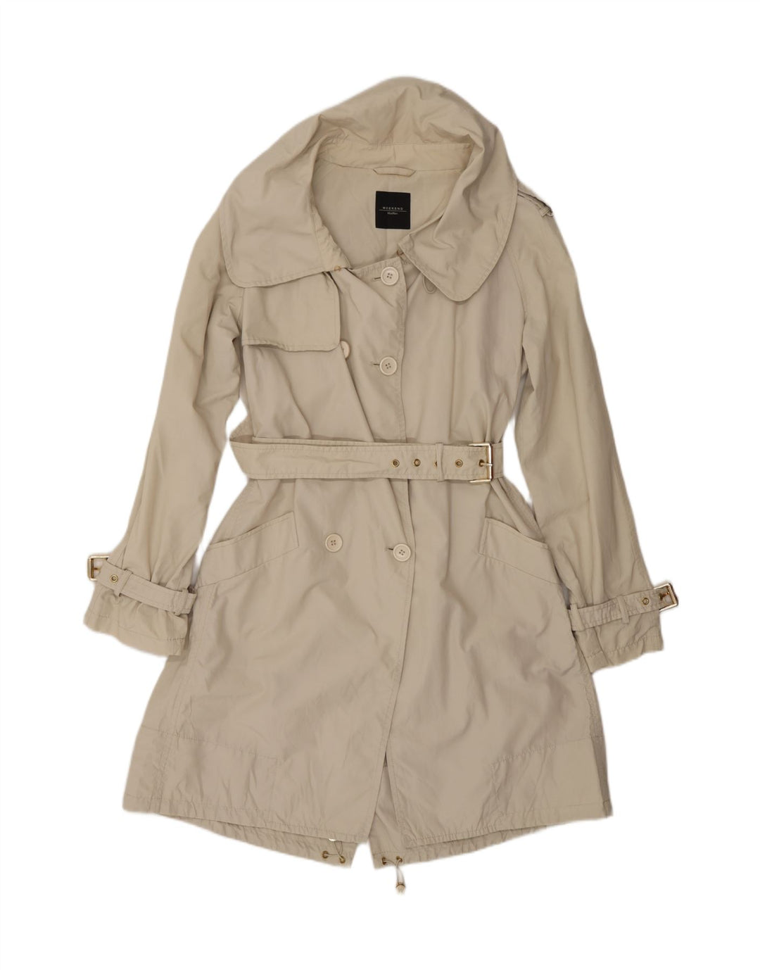 MAX MARA Dame Weekend Trench Coat UK 12 Medium Beige Bomuld Classic