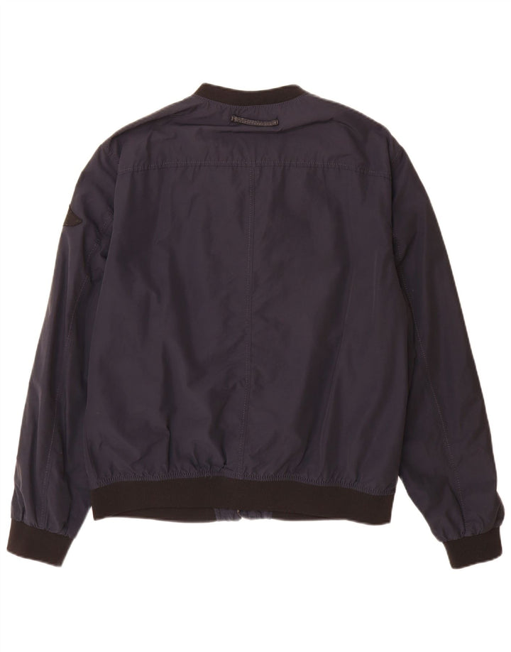 Zara Herre Bomber Jacket UK 42 XL Navy Blue Colourblock Bomuld