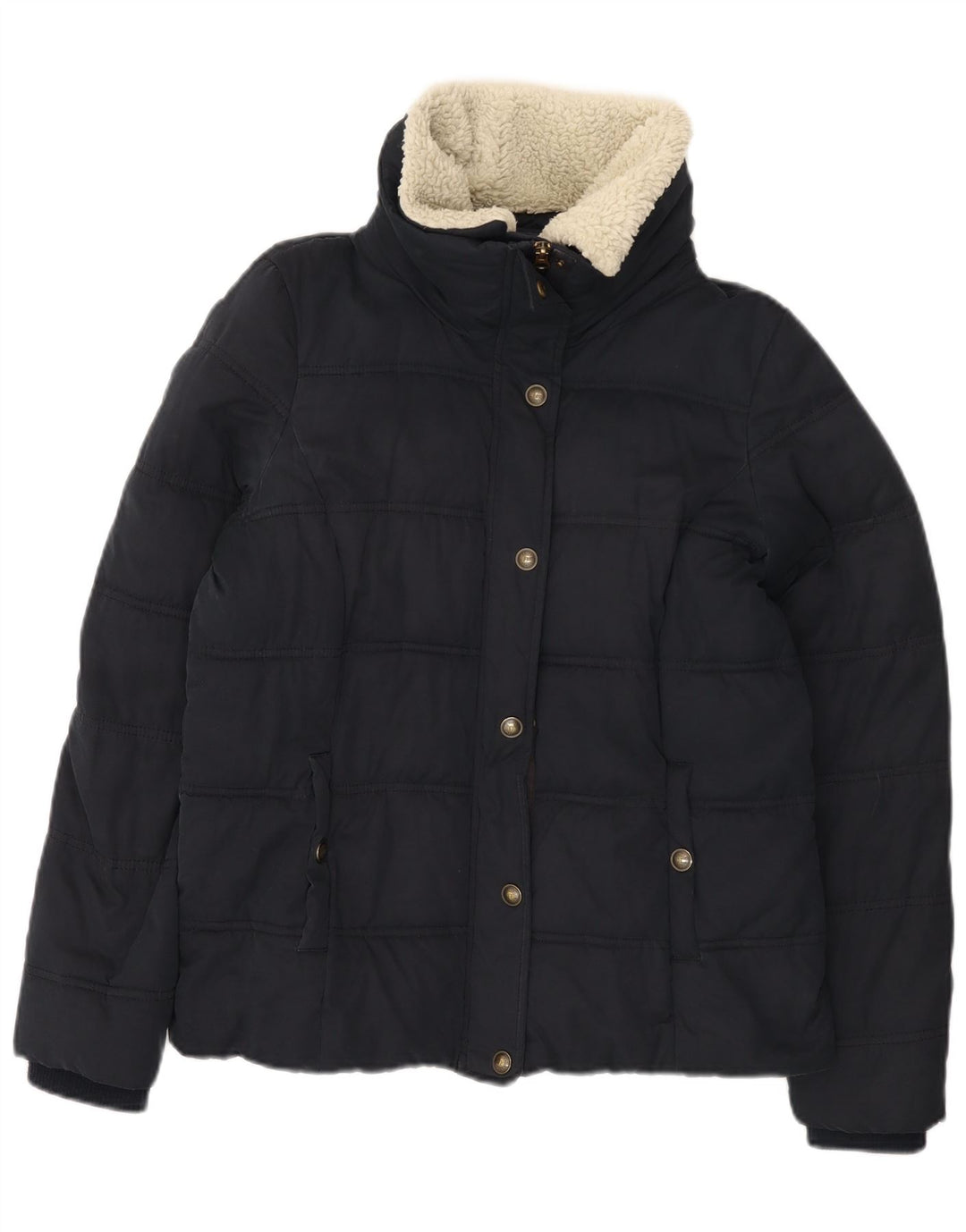 Fat Face Dame Polstret Jakke UK 12 Medium Navy Blue Polyester