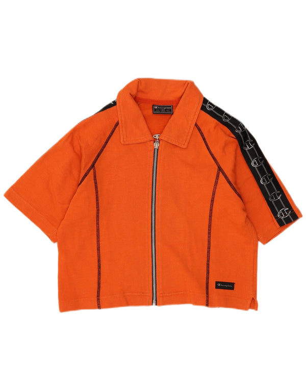 Champion Kvinders grafisk Crop Top UK 12 Medium Orange Colourblock