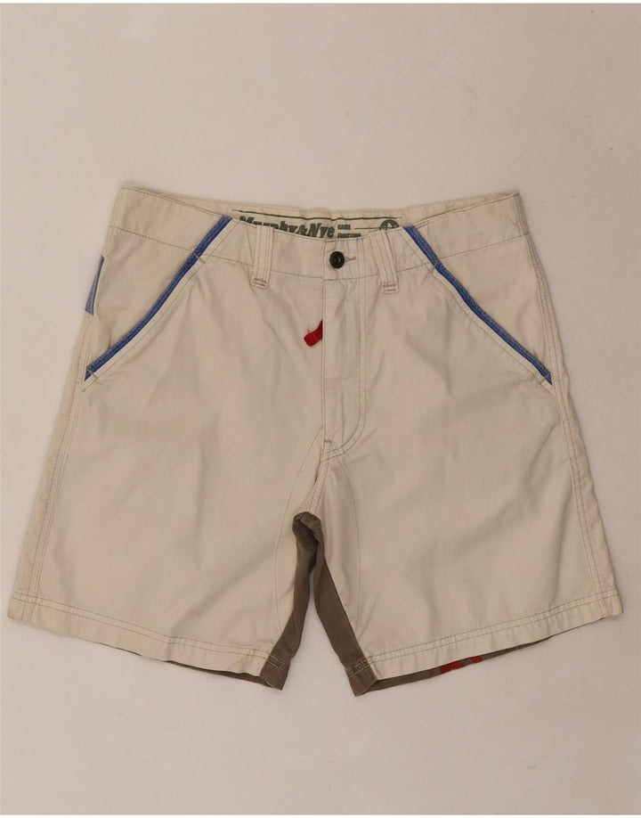 Murphy & Nye Grafiske Casual Shorts til mænd W32 Medium White Colourblock Bomuld