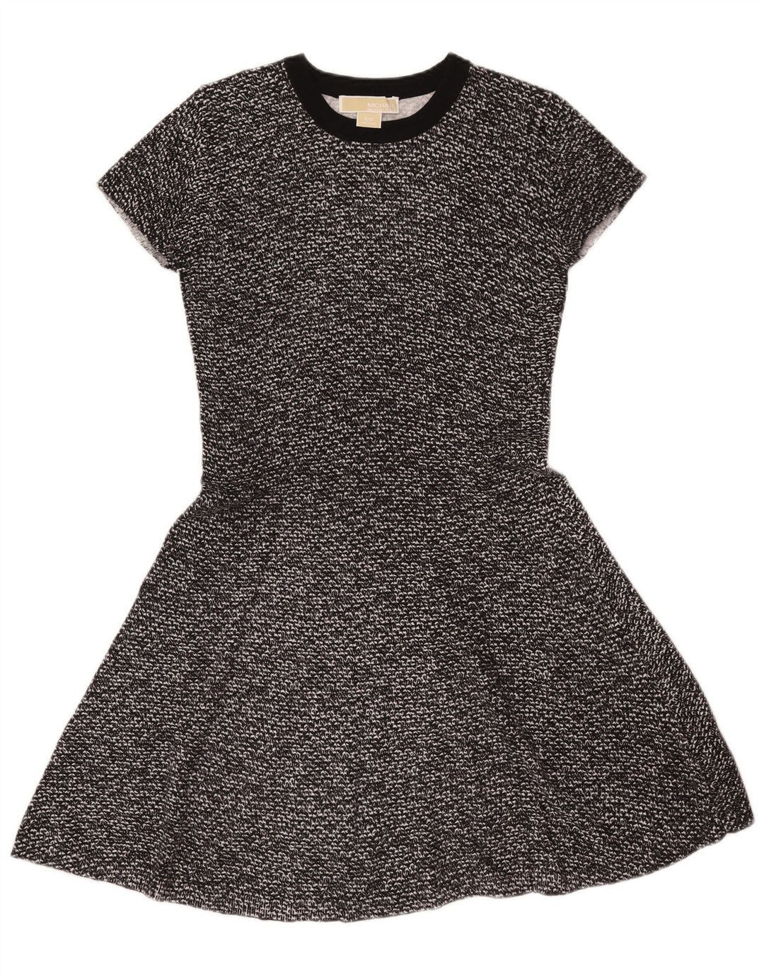 Michael Kors Dame A-Line Kjole UK 12 Medium Sort Flecked Bomuld