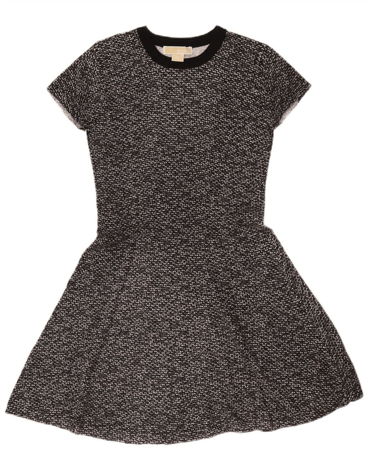 Michael Kors Dame A-Line Kjole UK 12 Medium Sort Flecked Bomuld