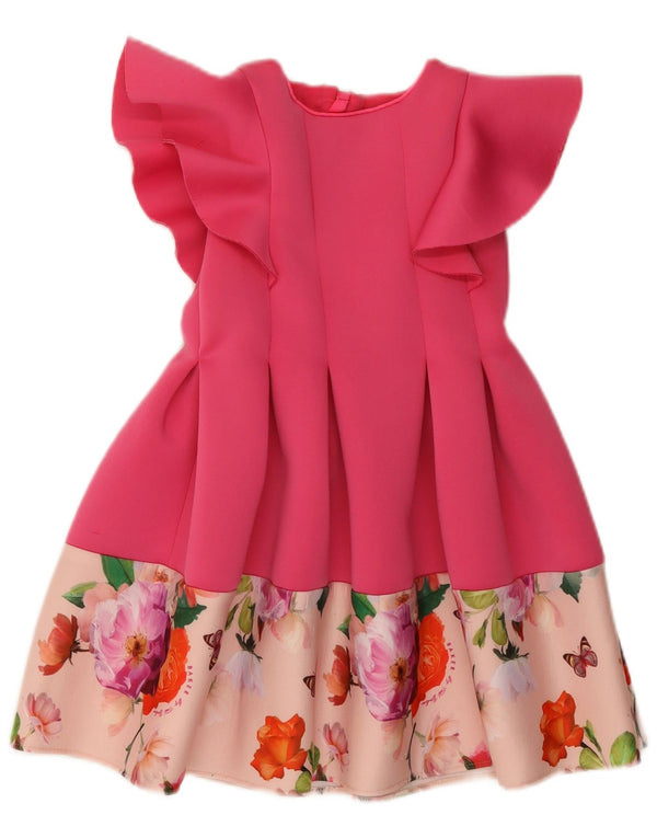 TED BAKER Girls A-Line Kjole 5-6 år Pink Floral Polyester