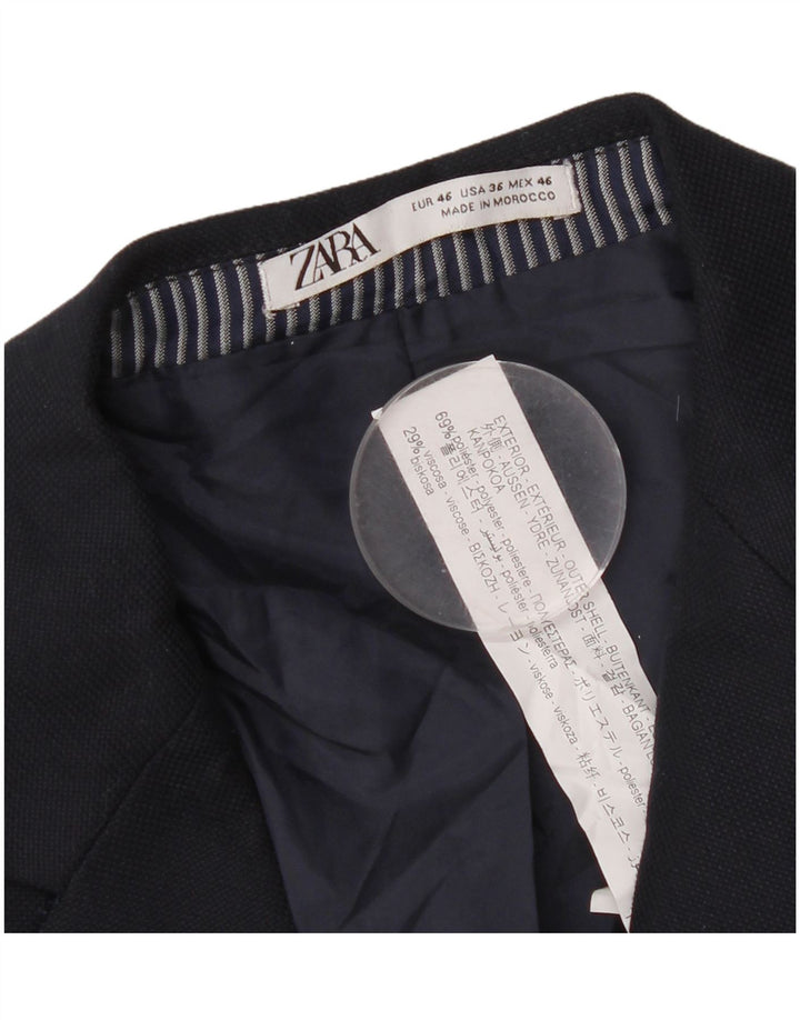 Zara Herre 1-knap blazerjakke EU 46 Lille marineblå polyester