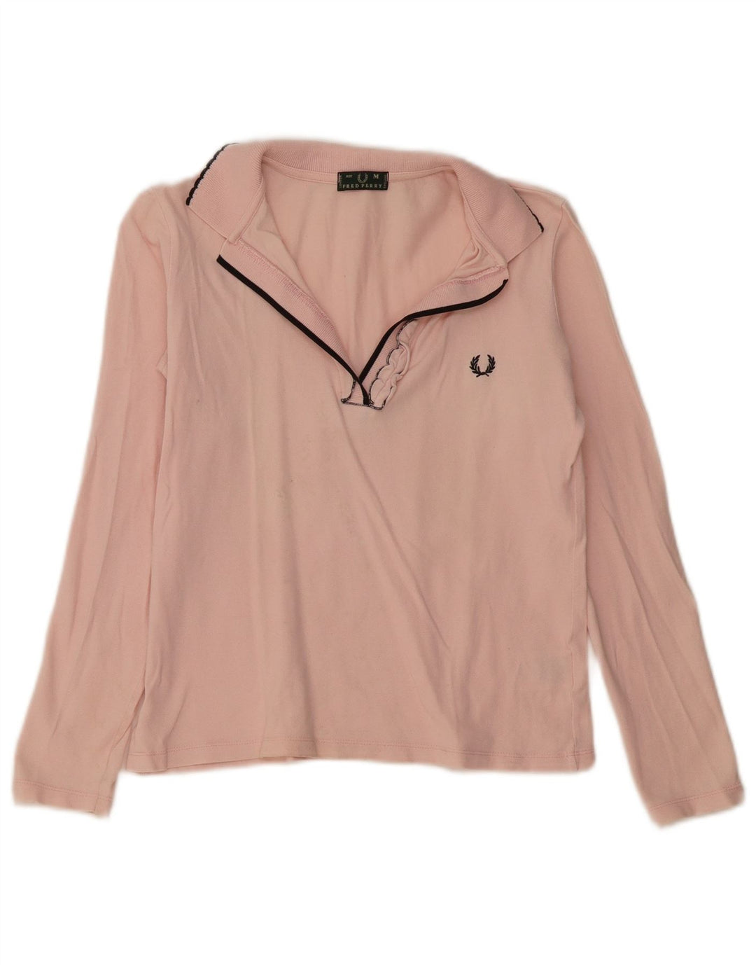 FRED PERRY Langærmet poloshirt til kvinder UK 12 Medium Pink Bomuld