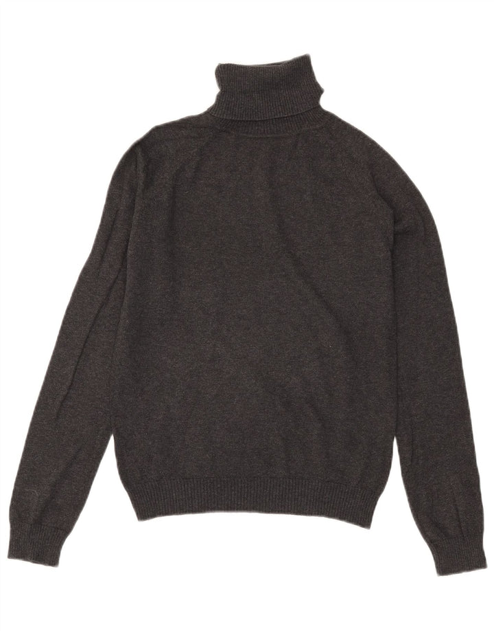 Zara Dame Crop Roll Neck Jumper Sweater UK 12 Medium Grey Bomuld