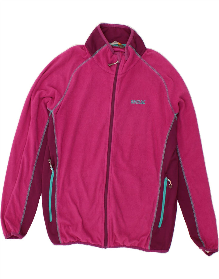 REGATTA Womens Fleece Jacket UK 16 Large Pink Colourblock Polyester Vintage Regatta and Second-Hand Regatta from Messina Hembry 