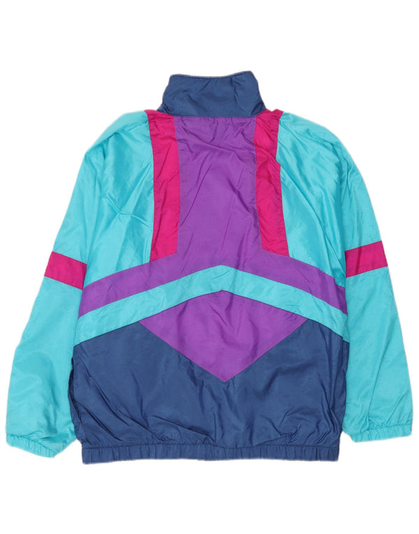 Vintage herre Loose Fit træningsdragt Top jakke Lille blå Colourblock Nylon
