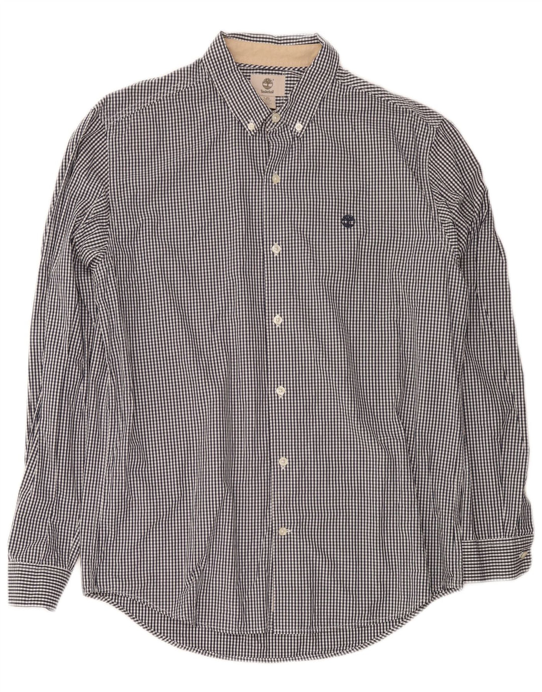 Timberland Herre Slim Fit Skjorte Large Navy Blue Gingham Cotton
