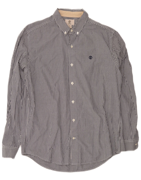 Timberland Herre Slim Fit Skjorte Large Navy Blue Gingham Cotton