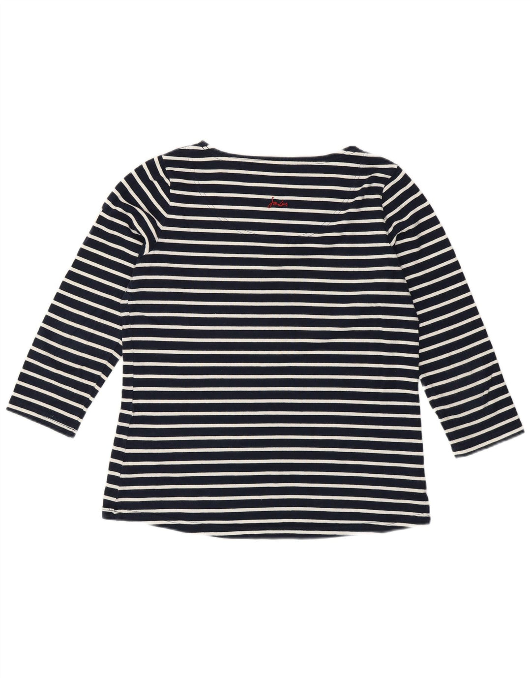 JOULES Dame Top 3/4 ærmer UK 12 Mellem marineblå stribet bomuld