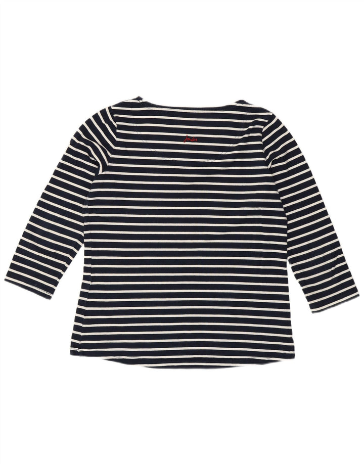 JOULES Dame Top 3/4 ærmer UK 12 Mellem marineblå stribet bomuld