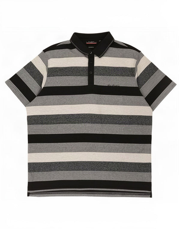 Pierre Cardin Herre Regular Fit Polo Shirt 3XL Gråstribet bomuld