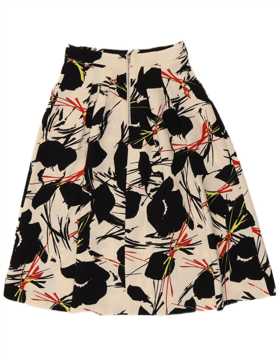 WAREHOUSE Dame A-Line nederdel UK 6 XS W25 Off White Floral Polyester