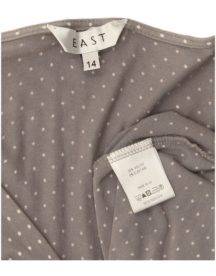 East Womens A-Line Kjole UK 14 Medium Grey Spotted Viscose