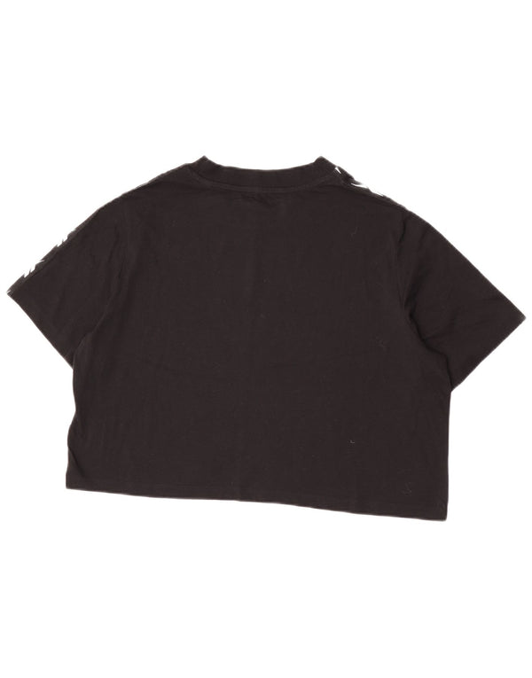 Reebok Dame Crop Grafisk T-Shirt Top UK 20/22 XL Sort Bomuld
