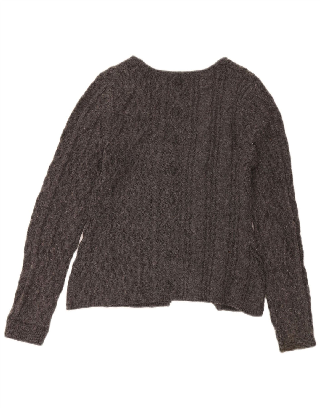 Zara Dame Cardigan Sweater UK 14 Stor Grå Akryl
