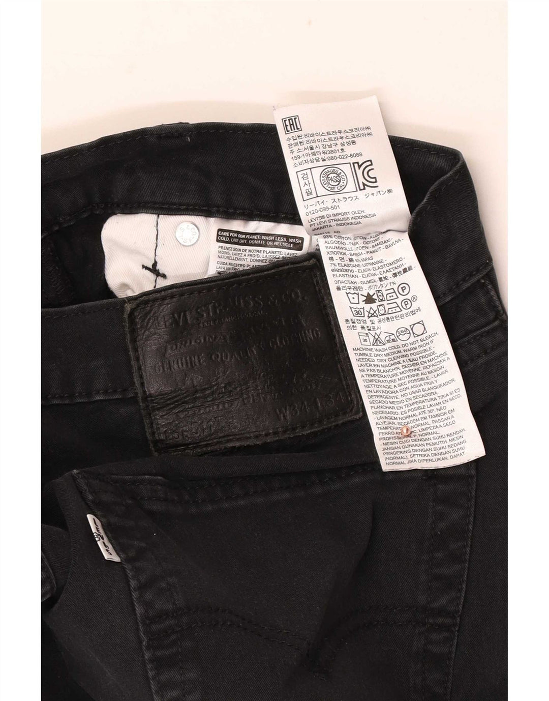 Levi's Herre 511 Slim Jeans W34 L34 Sort Bomuld