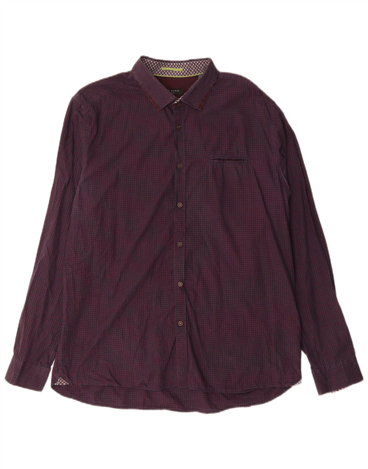 Ted Baker Herreskjorte str. 6 2XL Lilla Gingham Cotton