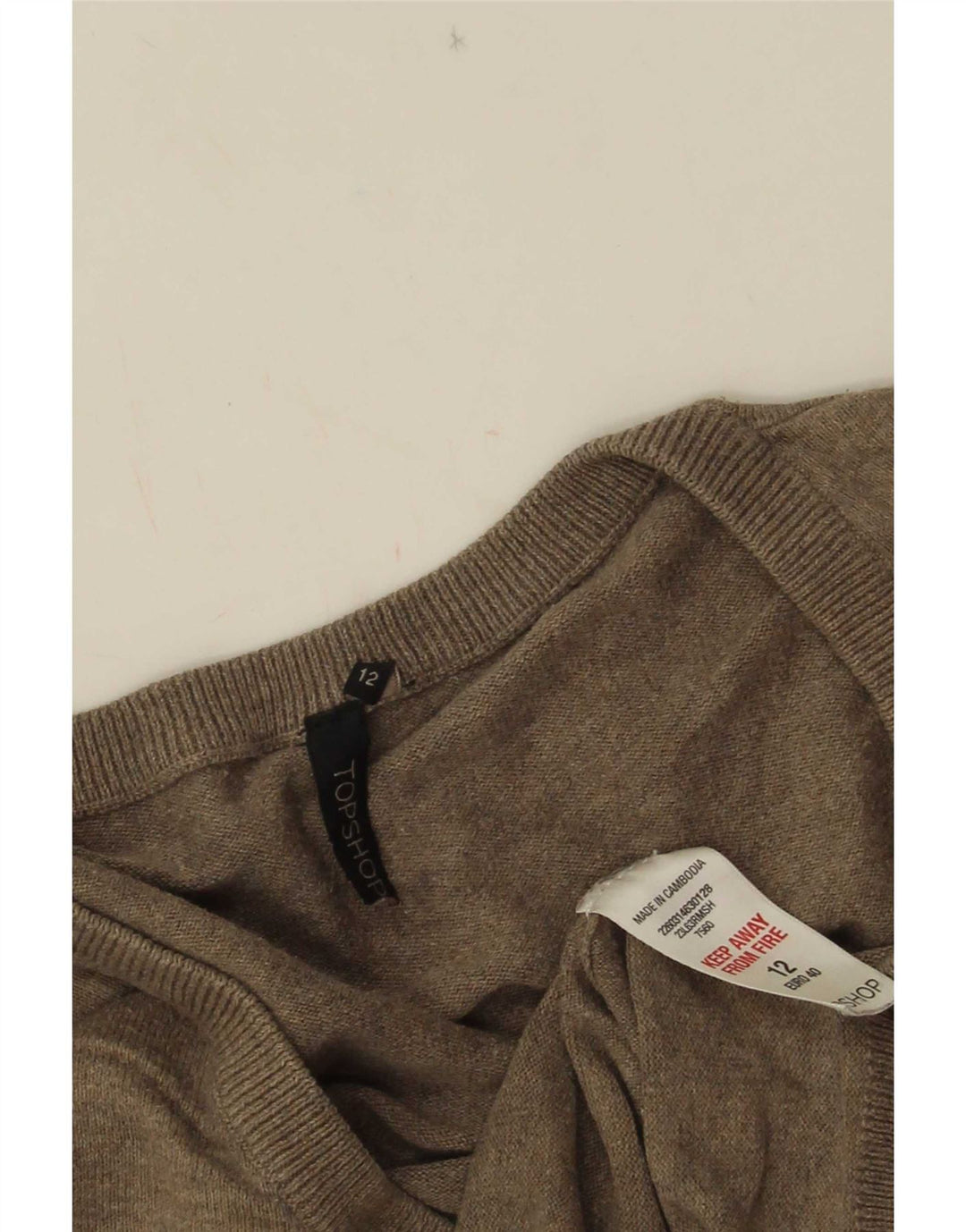 Topshop Dame V-hals sweater UK 12 Medium Grey Bomuld