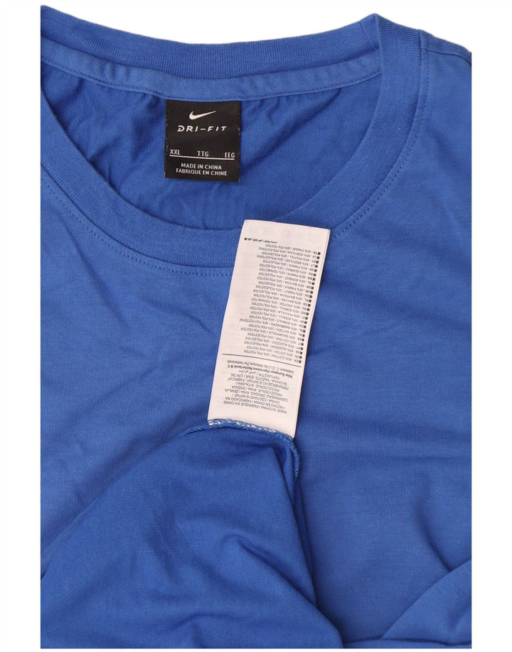 Nike herre Dri Fit T-shirt top 2XL blå bomuld