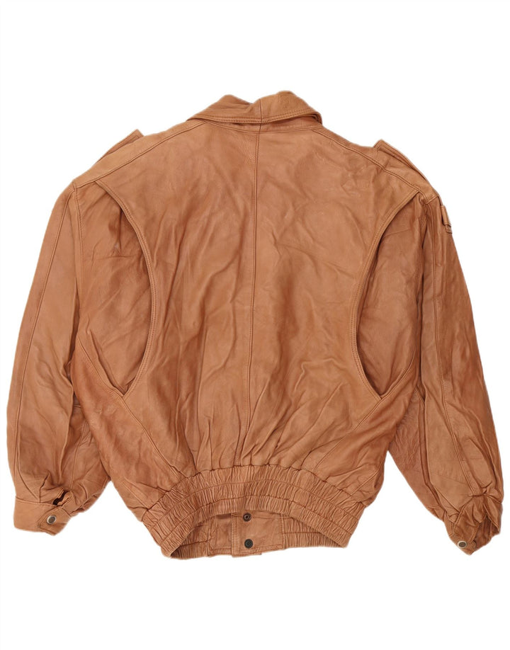 VINTAGE Military Læderjakke til mænd UK 44 2XL brunt læder