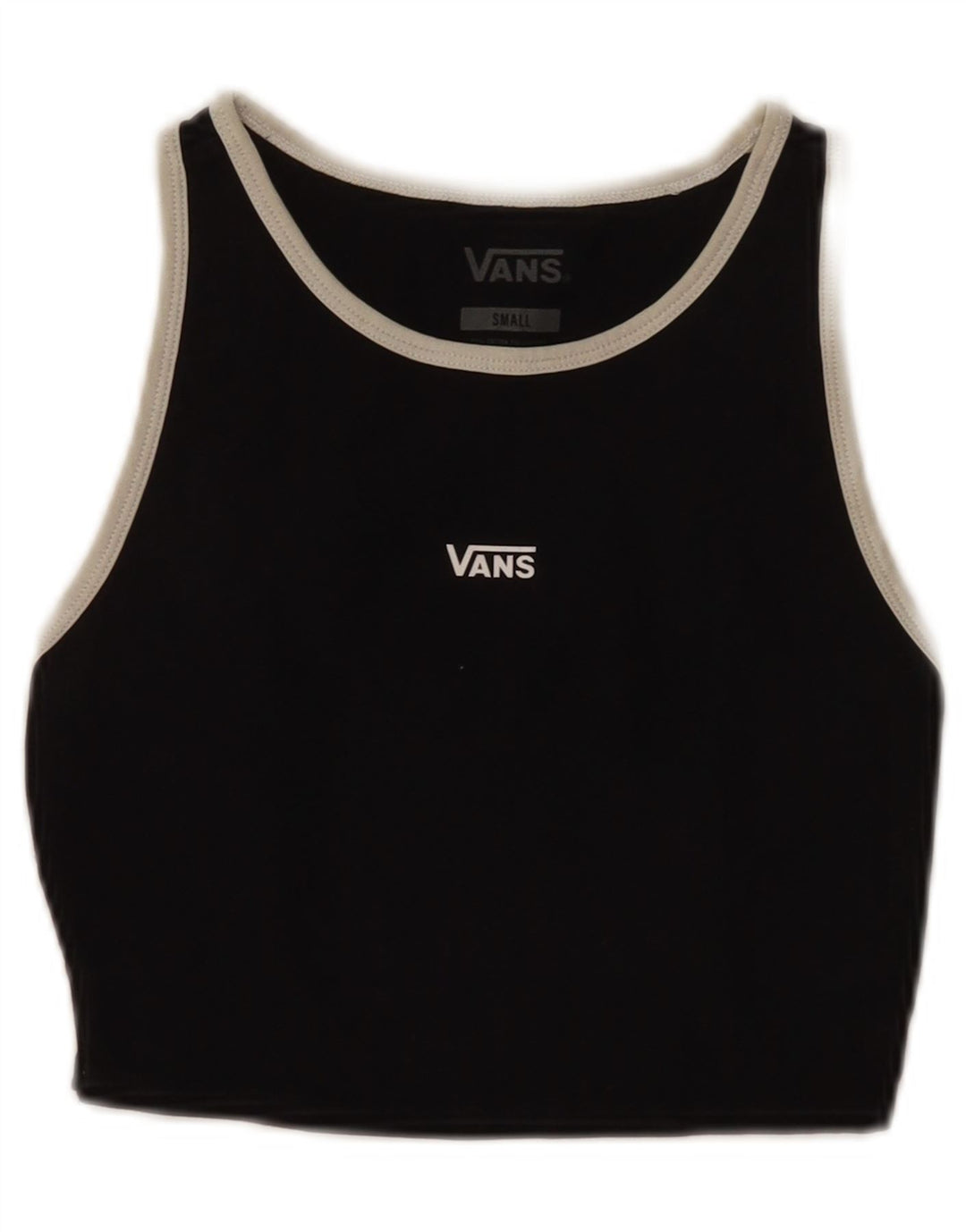 Vans Dame Crop Grafisk Vest Top UK 10 Small Black Bomuld