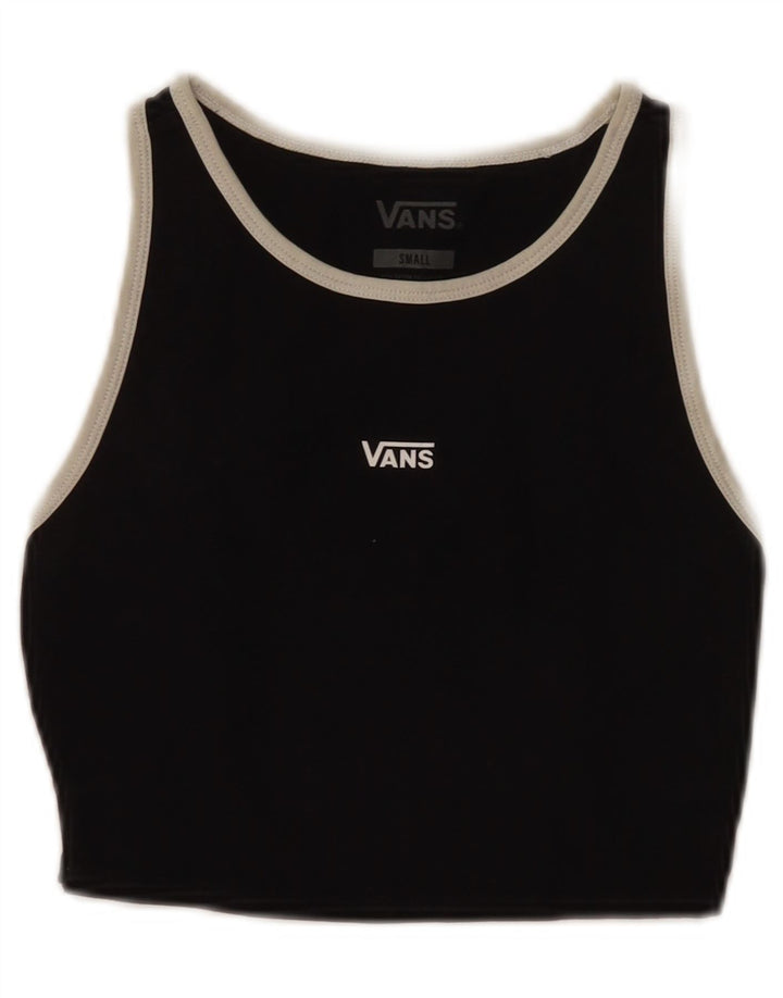 Vans Dame Crop Grafisk Vest Top UK 10 Small Black Bomuld