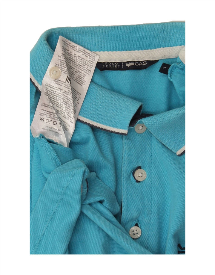 GAS Mens Polo Shirt Large Blue Cotton Vintage Gas and Second-Hand Gas from Messina Hembry 