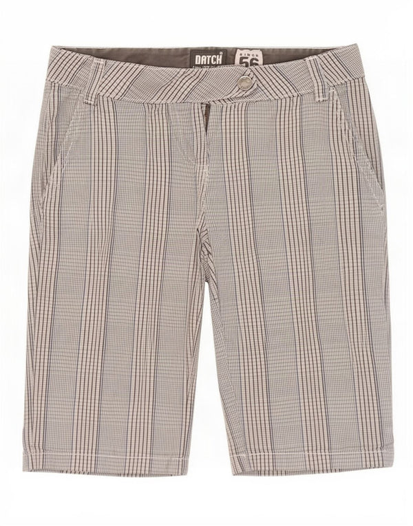 Datch Womens Chino Shorts Small W27 Grey Check Cotton
