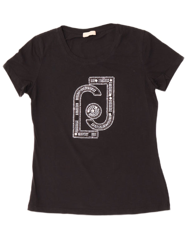 Liu Jo Grafisk T-Shirt Top UK 12 Medium Sort