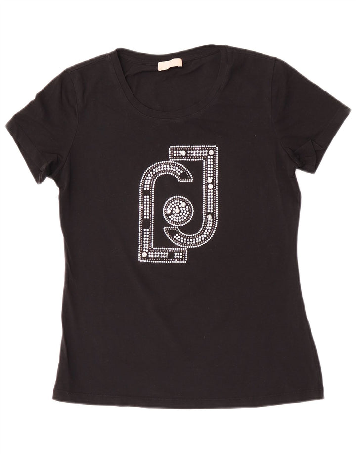 Liu Jo Grafisk T-Shirt Top UK 12 Medium Sort