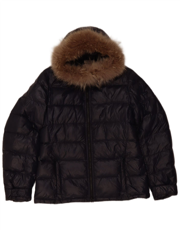 Ellesse Dame Hætte Polstret Jakke UK 14 Stor Sort Nylon