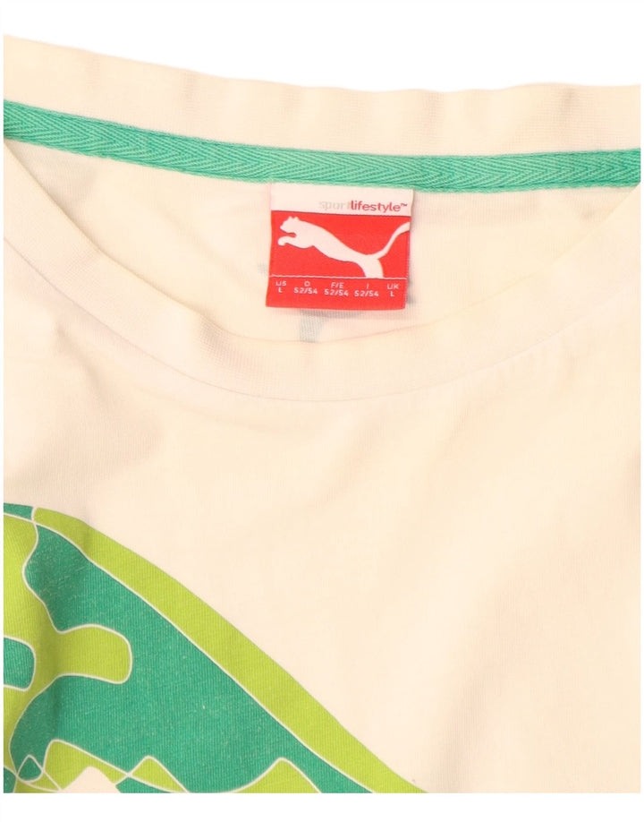 Puma Herre Grafisk T-Shirt Top Stor Hvid Bomuld