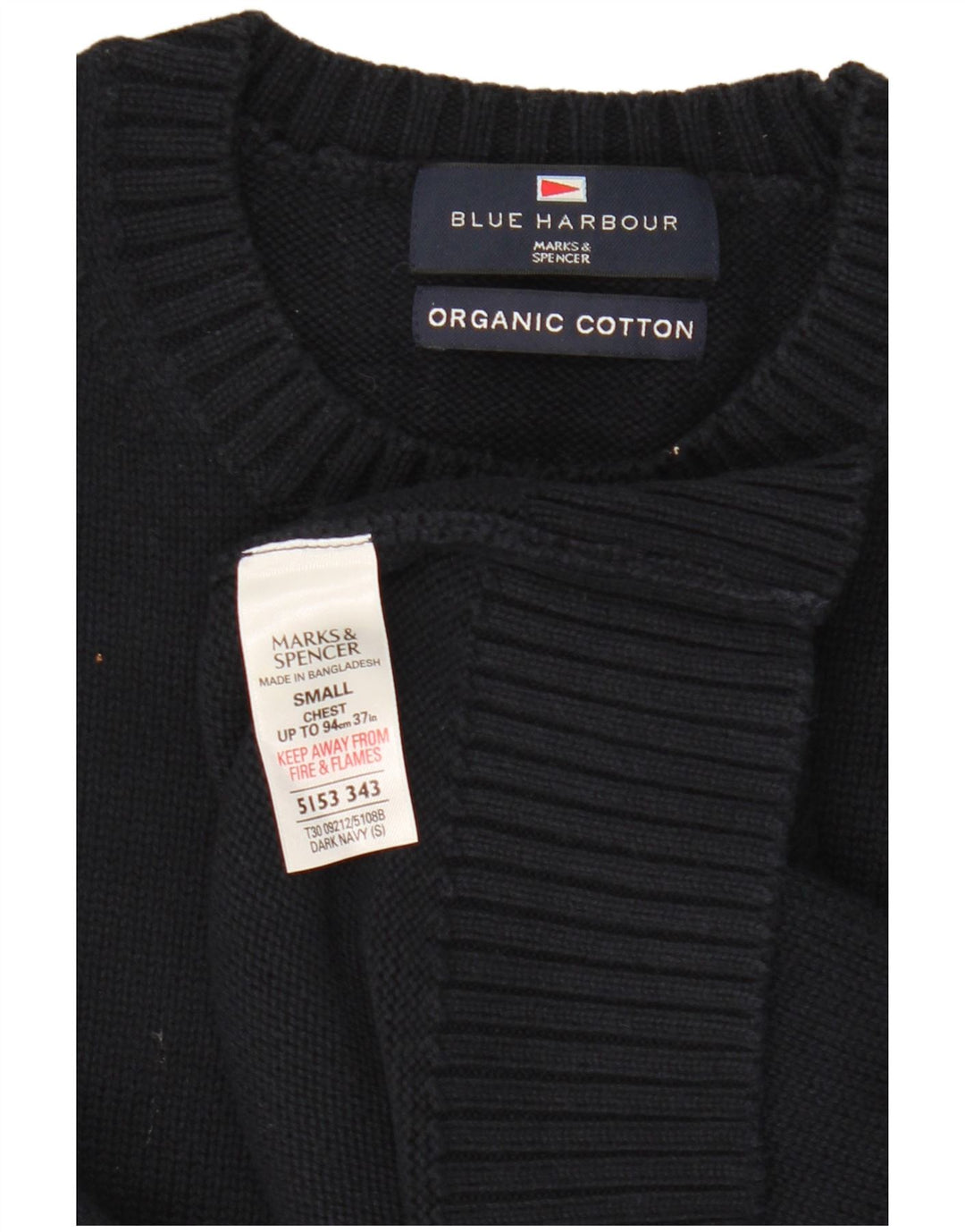 Marks & Spencer Herre Blue Harbor Crew Neck Jumper Sweater Small Navy Blue