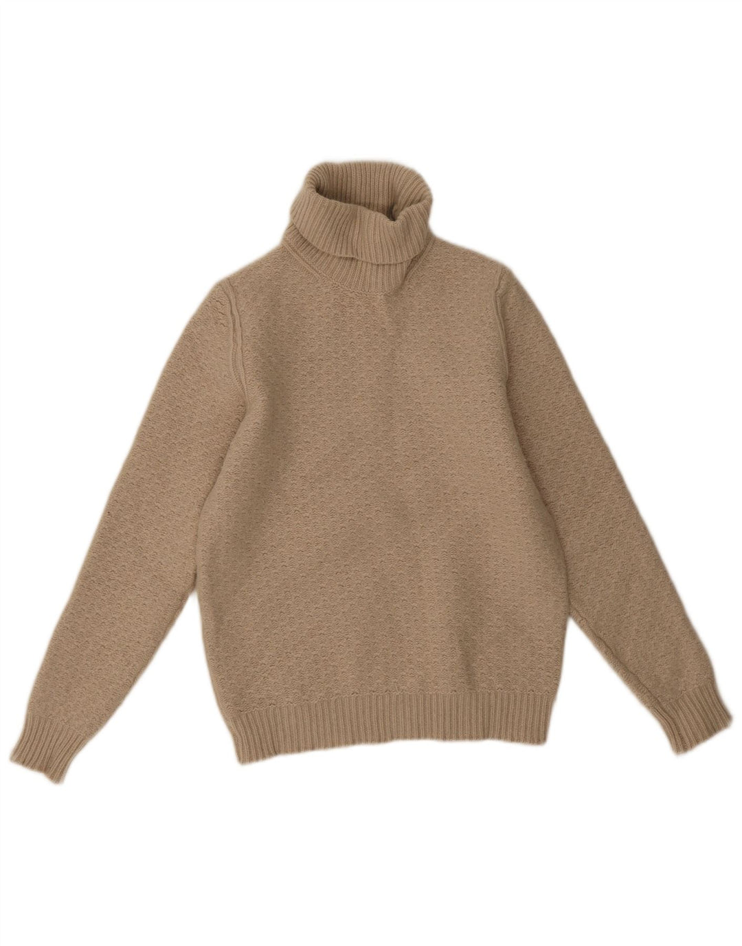 Massimo Dutti Dame Roll Neck Jumper Sweater UK 14 Stor Beige Geometrisk