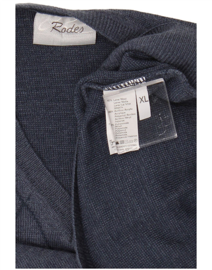 Rodes Herrevest Tank Top XL Blå Argyle/Diamond Wool