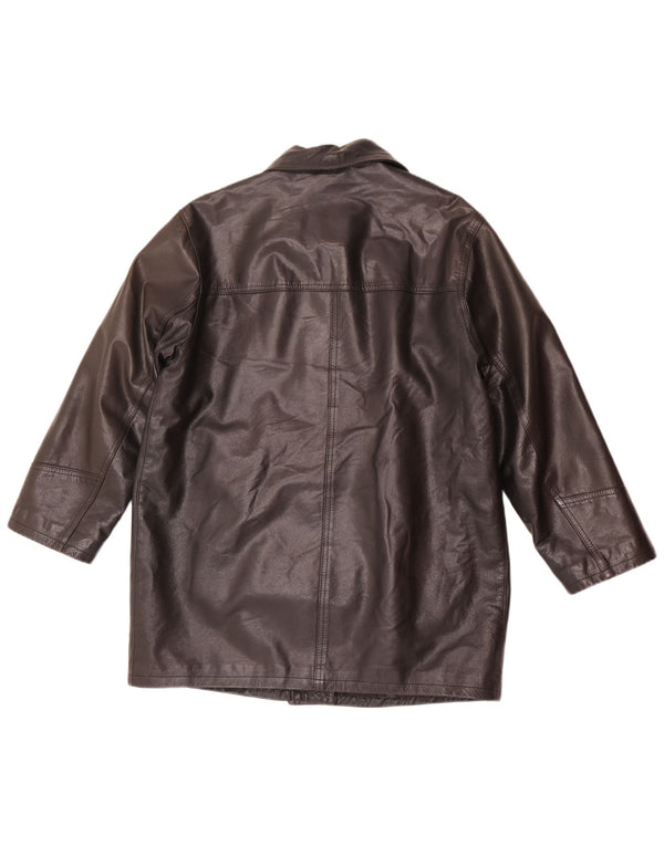 Vintage kvinders afslappet pasform læderfrakke EU 36 Small Black