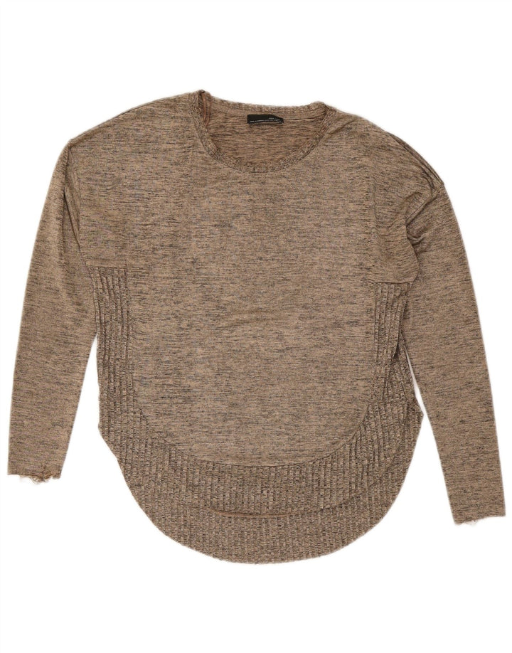 ZARA sweater med rund hals til kvinder UK 10 lille grå