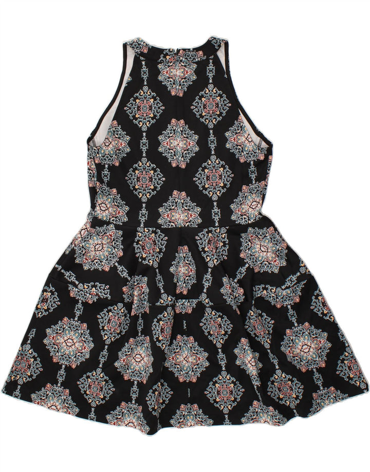 MOSSIMO Womens Sleeveless A-Line Dress UK 16 Large Black Ikat Polyester Vintage Mossimo and Second-Hand Mossimo from Messina Hembry 