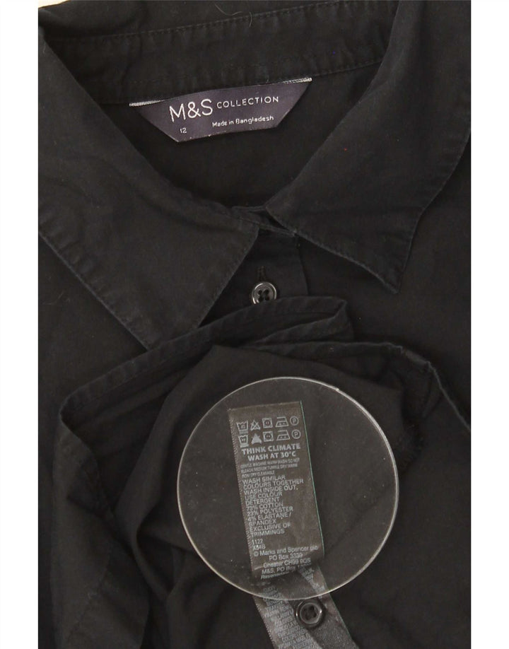 Marks & Spencer Womens Shirt UK 12 Medium Black Cotton
